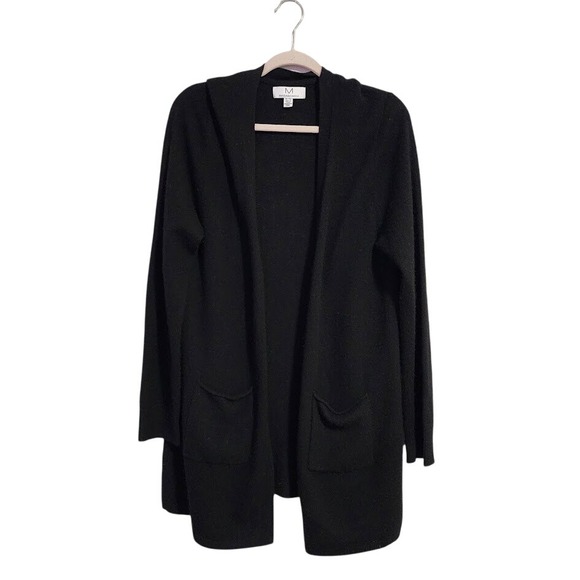 MAGASCHONI 100% Cashmere Open Front Cardigan Black Size XL